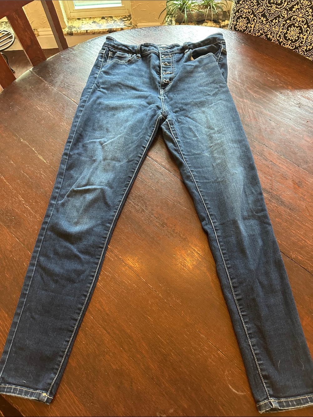 Buckle Women's Dark Blue Button-Fly Skinny Jeans
